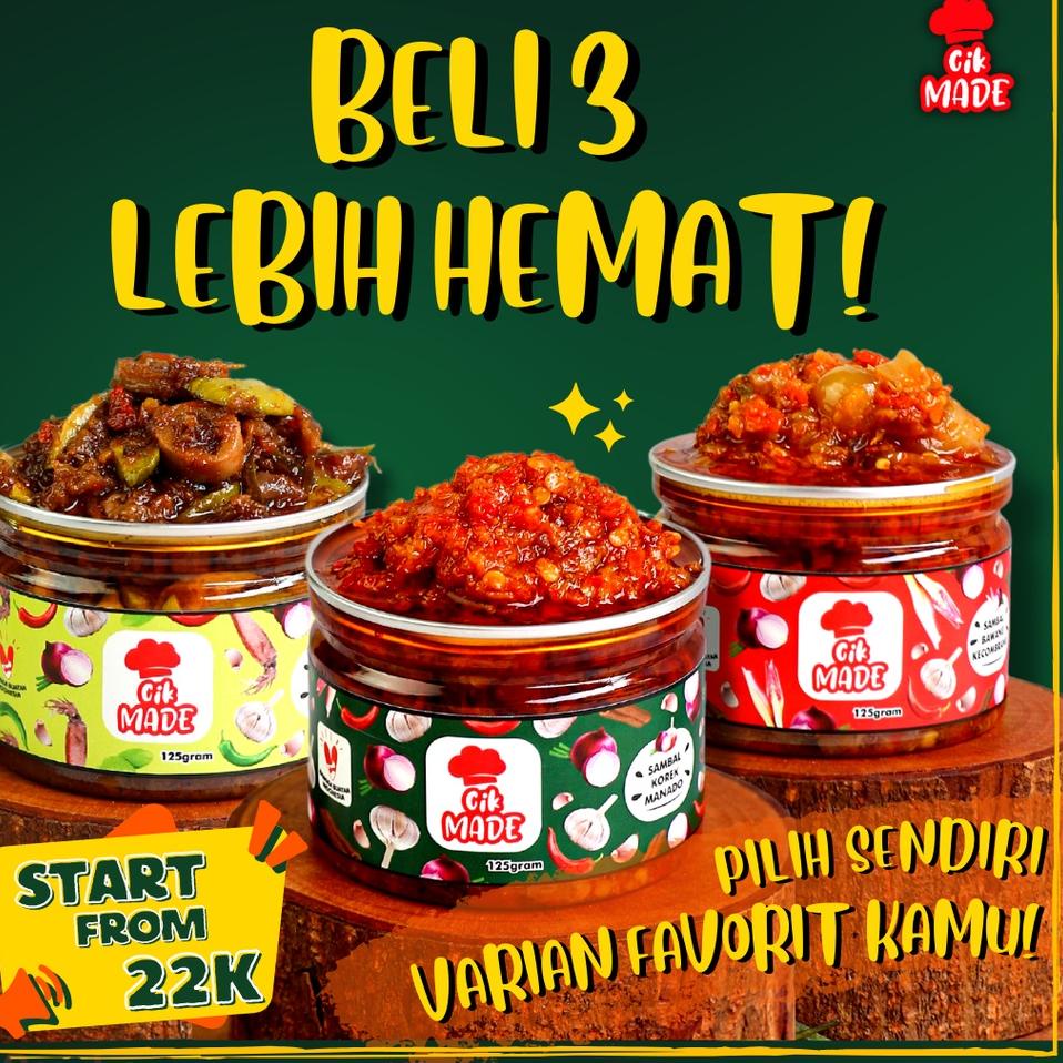 

Extra promo PAKET HEMAT ISI 3 – SAMBAL CIK MADE