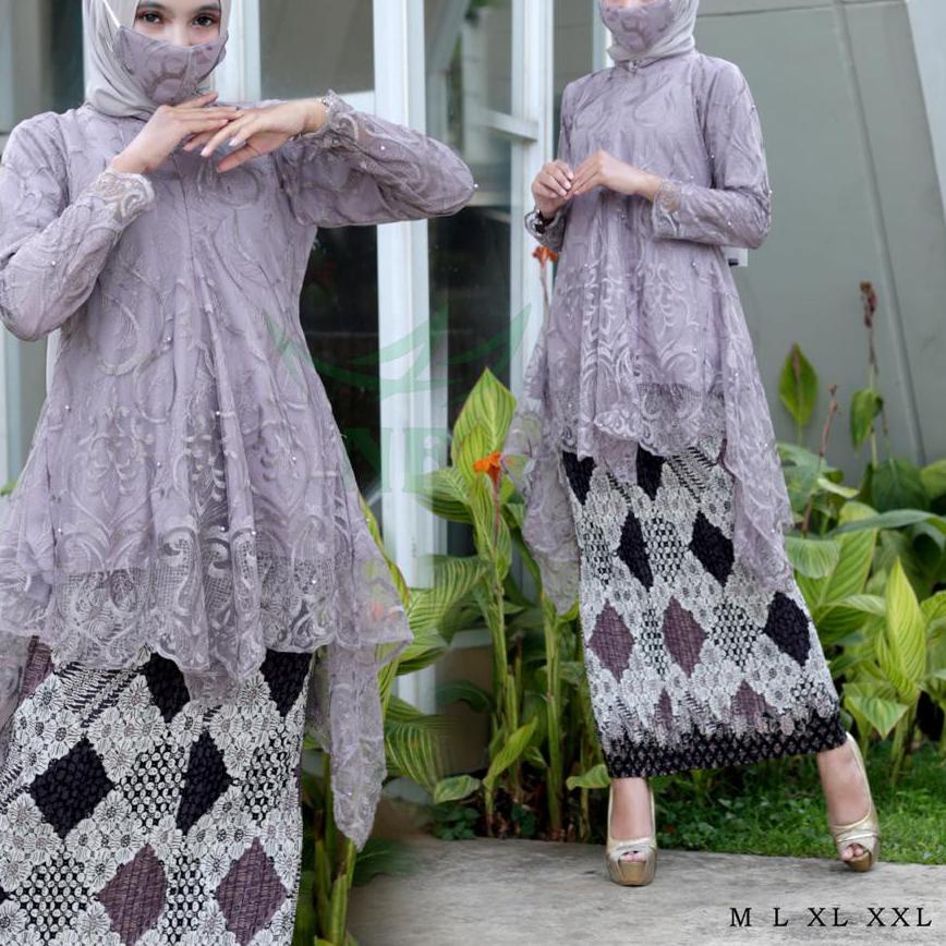 ☁ COD-Baju stelan kebaya modern  - kebaya Brokat kekinian - tunik busui - kebaya pesta ➩