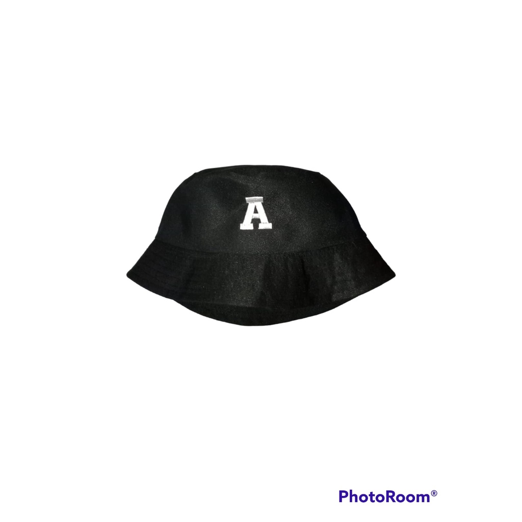 Bucket Hat Alphabet / Bucket Hat Bordir Huruf Laki Perempuan Remaja Dewasa Kualitas Distro Premium