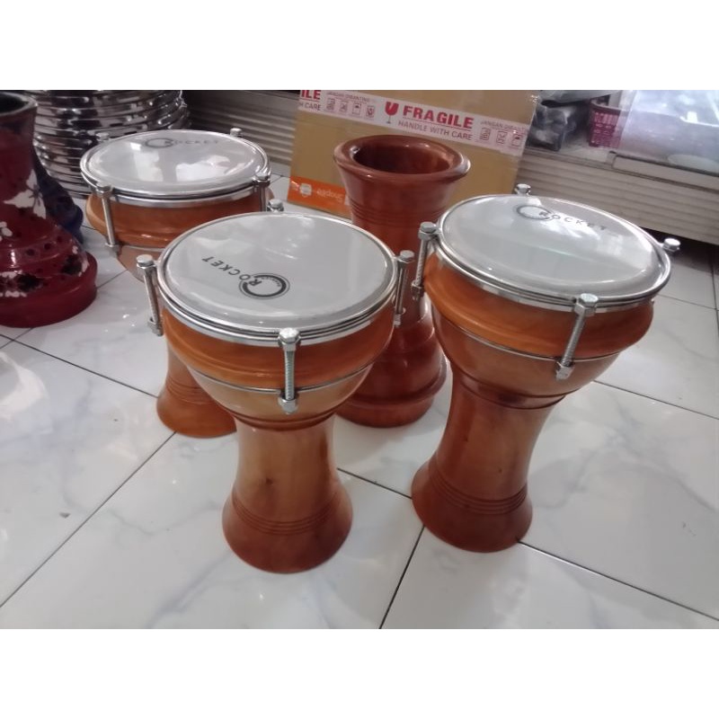 trumbuk pinggang marawis Hadroh 6 in alat musik dumbuk batu calti natural, kulit membran Taiwan original bisa untuk dewasa atau anak-anak perkusi