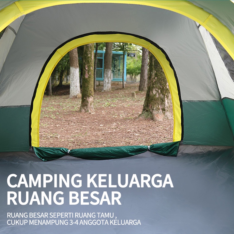 Tenda Camping 3-4 Orang Portable Waterproof Camping Tent / kebutuhan semalam yang liar Aksesoris Tenda