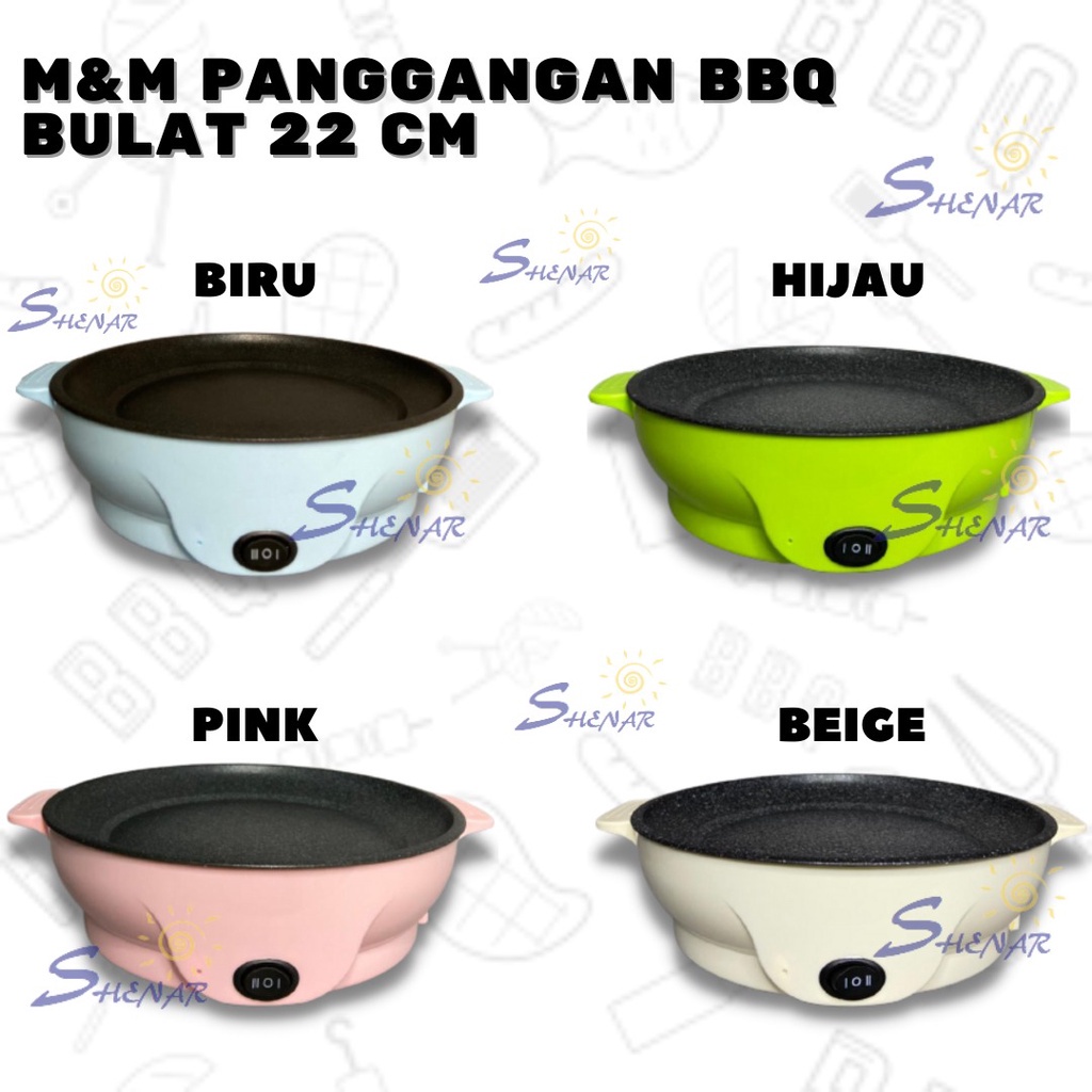 SHENAR,(COD) KOREAN PAN ALAT PEMANGGANG LISTRIK GRILL BULAT BBQ PANCI GORENG JUMBO SOSIS ROTI MIE PANGGANGAN M&amp;M GRILL PAN MULTIFUNGSI