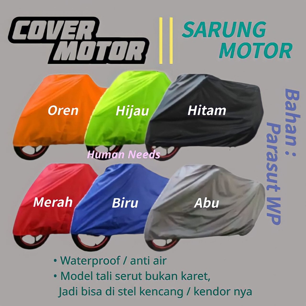 Cover Motor ada Tali Serut bahan Premium Waterproof Anti Air/Sarung Pelindung Penutup Motor Besar dan Kecil Universal