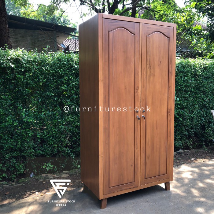 FR1 LEMARI PAKAIAN KAYU 2 PINTU MINIMALIS LEMARI PAKAIAN JATI JEPARA FULL
