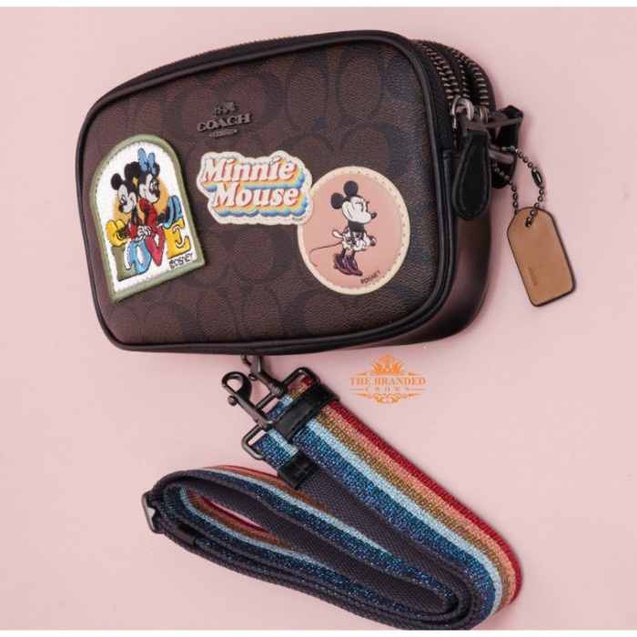 TAS COACH 28344 DISNEY MINNIE MOUSE SIGNATURE CROSSBODY POUCH BROWN