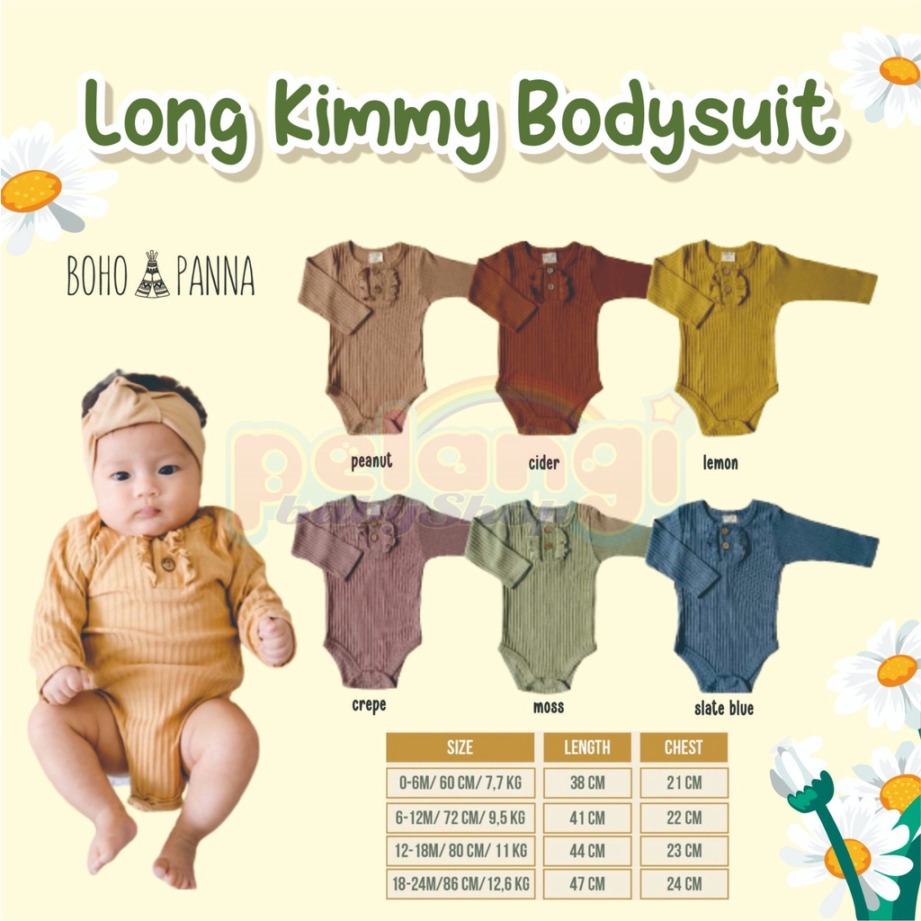 BOHOPANNA | BOHO | BOHO PANNA LONG KIMMY BODYSUIT | BAJU BAYI | BAJU JUMPER BAYI | BODYSUIT BAYI KEKINIAN BOHOPANNA