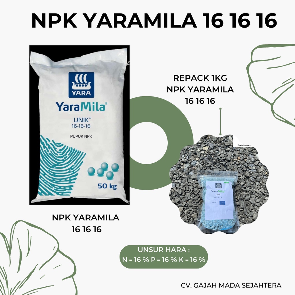 Pupuk NPK YARAMILA 16 16 16 UNIK REPACK 1KG