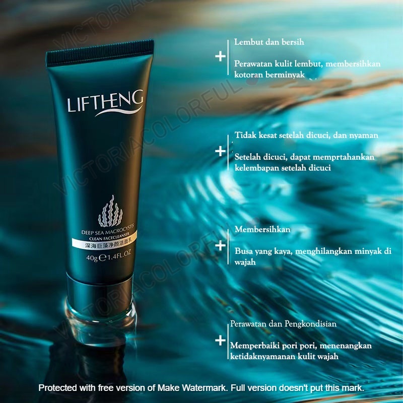 LIFTHENG DEEP SEAWEED EDITION Moisturizing Molecule Emulsion Cream Krim Pelembab wajah 40ML 100ML / LIFTHENG Deep seaweed Macrocystis Moisturizing Facial Wash Sabun Cuci muka Ekstrak Rumput laut 40 gram