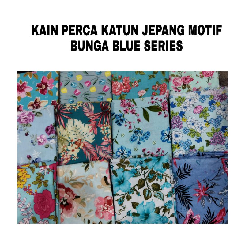 Kain Perca Katun Jepang Motif BUNGA BLUE SERIES | DIY | Handicraft | Kerajinan Tangan | Kain perca k