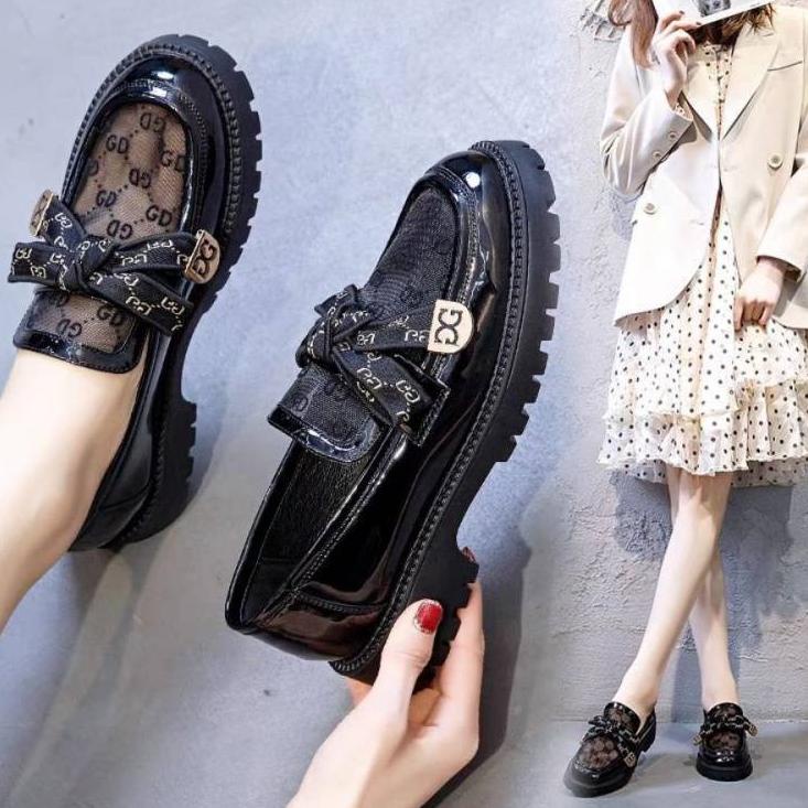 Deals COD BAYAR DITEMPAT 0972 Korean Style Oxford Shoes / SEPATU HITAM SOL TEBAL BAHAN GLOSSY MENGKI