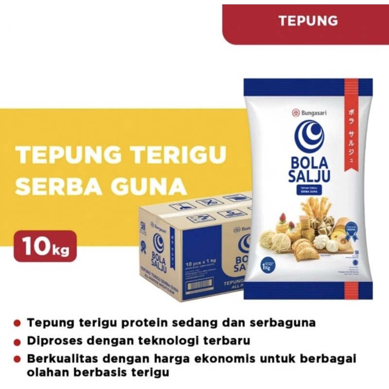 

Bungasari Bola Salju Tepung Terigu Serbaguna 1 Karton 10x1 Kg