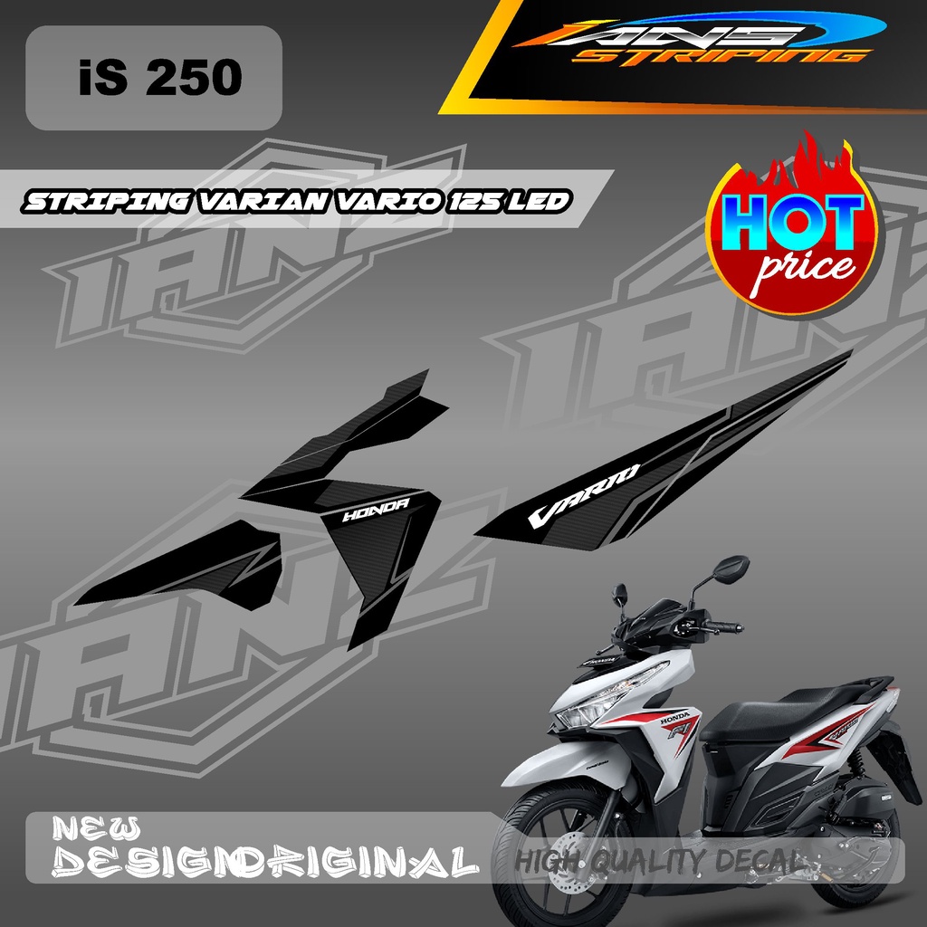 STIKER DECAL VARIO 125 LED SIMPEL GRAFIK CARBON STRIP  / STIKER STRIPING SEMI FULL BODY HONDA VARIO 125 LED / STIKER KERETA VARIO 125 LED IS 250