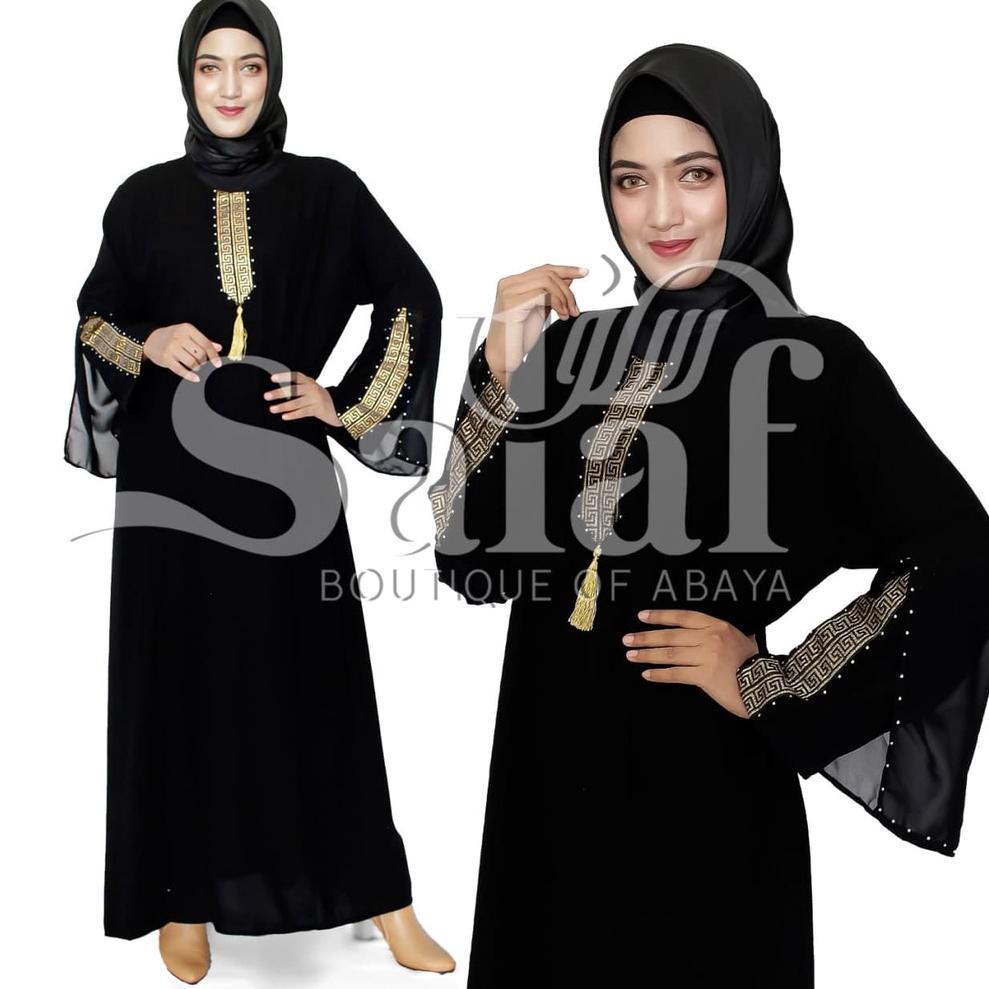 NEW N35 abaya hitam bordir - abaya bordir mewah - gamis hitam abaya - gamis arabian baju abaya - aba