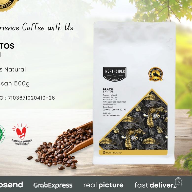 

♝ BIJI KOPI ARABIKA BRAZIL SANTOS NATURAL - 500GR NORTHSIDER COFFEE ☏