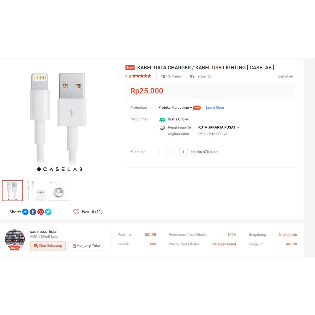 NEW ! KABEL DATA CHARGER / KABEL USB LIGHTING [ CASELAB ]