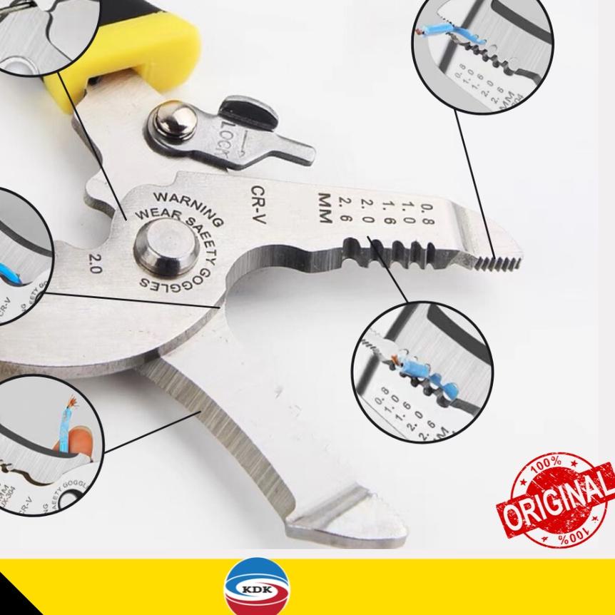 ✪ TANG POTONG KUPAS KABEL KDK MULTIFUNGSI 7" tumpul ❉