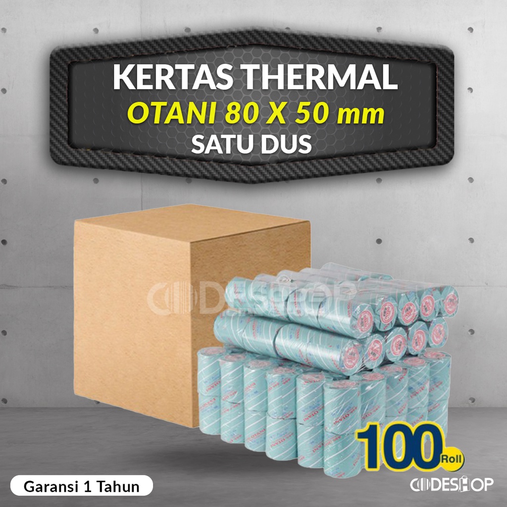 

1 DUS Kertas Thermal Otani 80x50 mm / 79 x 50 mm Struk Kasir Cetak Hitam