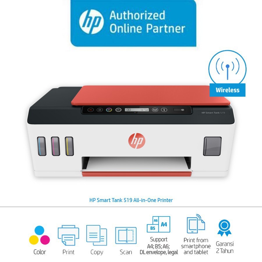 HP Smart Tank 519 Wireless Printer (Print, Scan, Copy) - Hitam