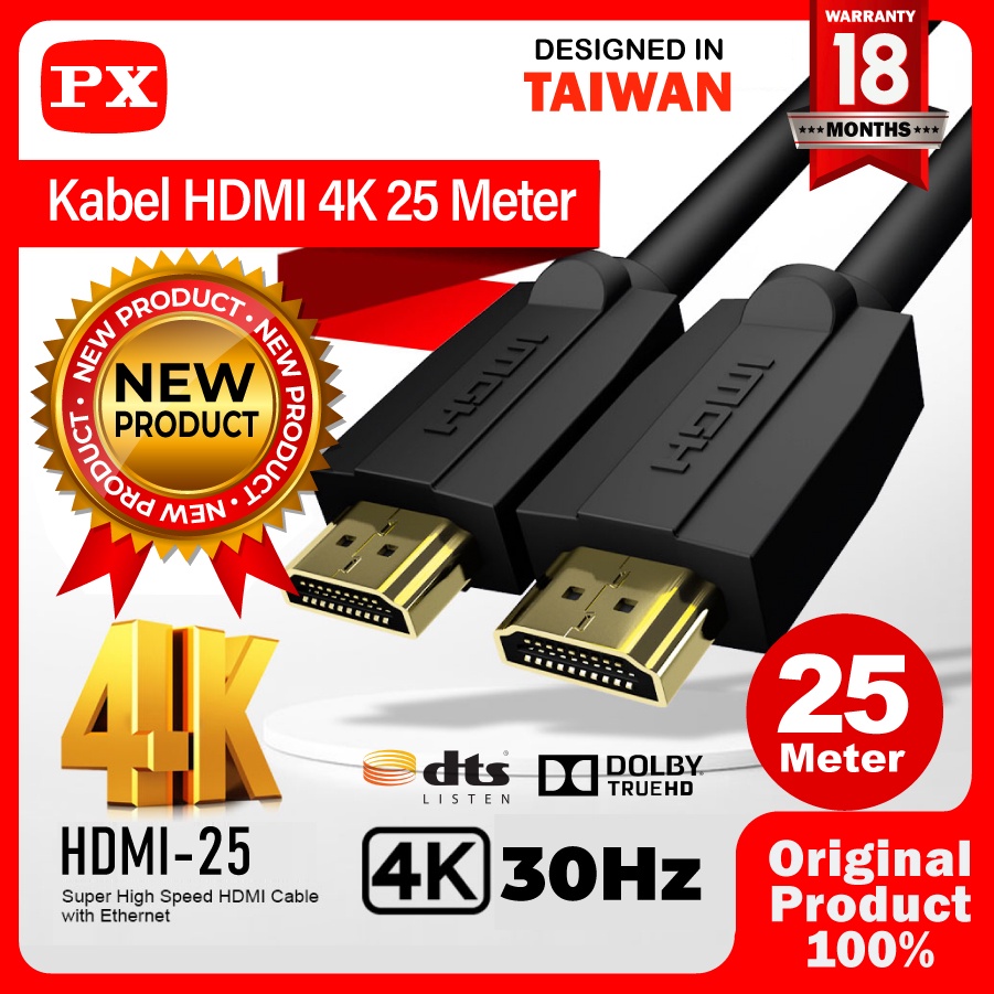 Kabel HDMI 4K Ultra HD HDR ARC High Speed Quality 25 Meter PX HDMI-25