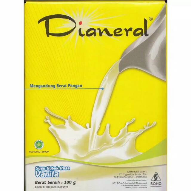 

DIANERAL Vanilla 180 Gr [Susu untuk Penderita Diabetes..Membantu Menjaga Kesehatan]