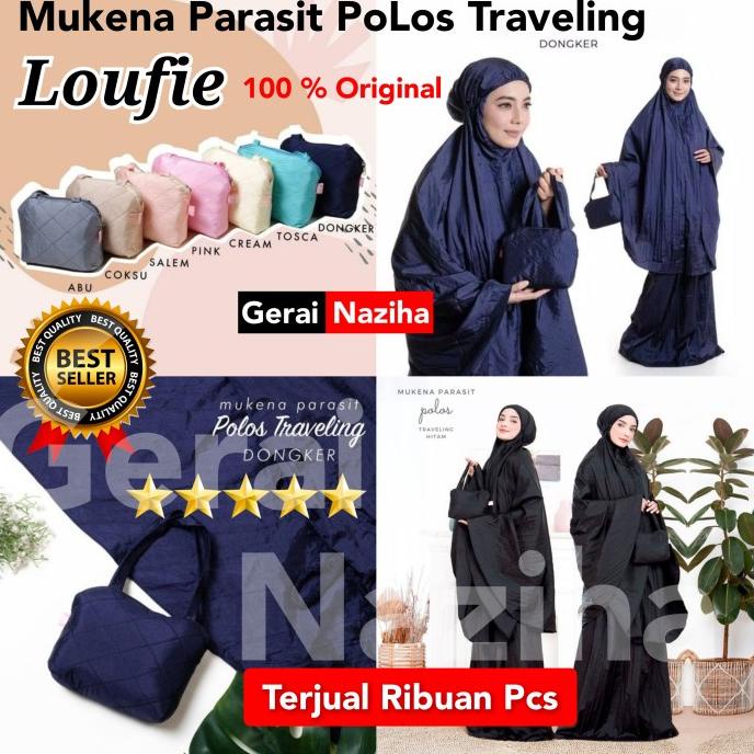 Mukena Parasut Polos Premium Parasit Dewasa Travel Loufie Traveling