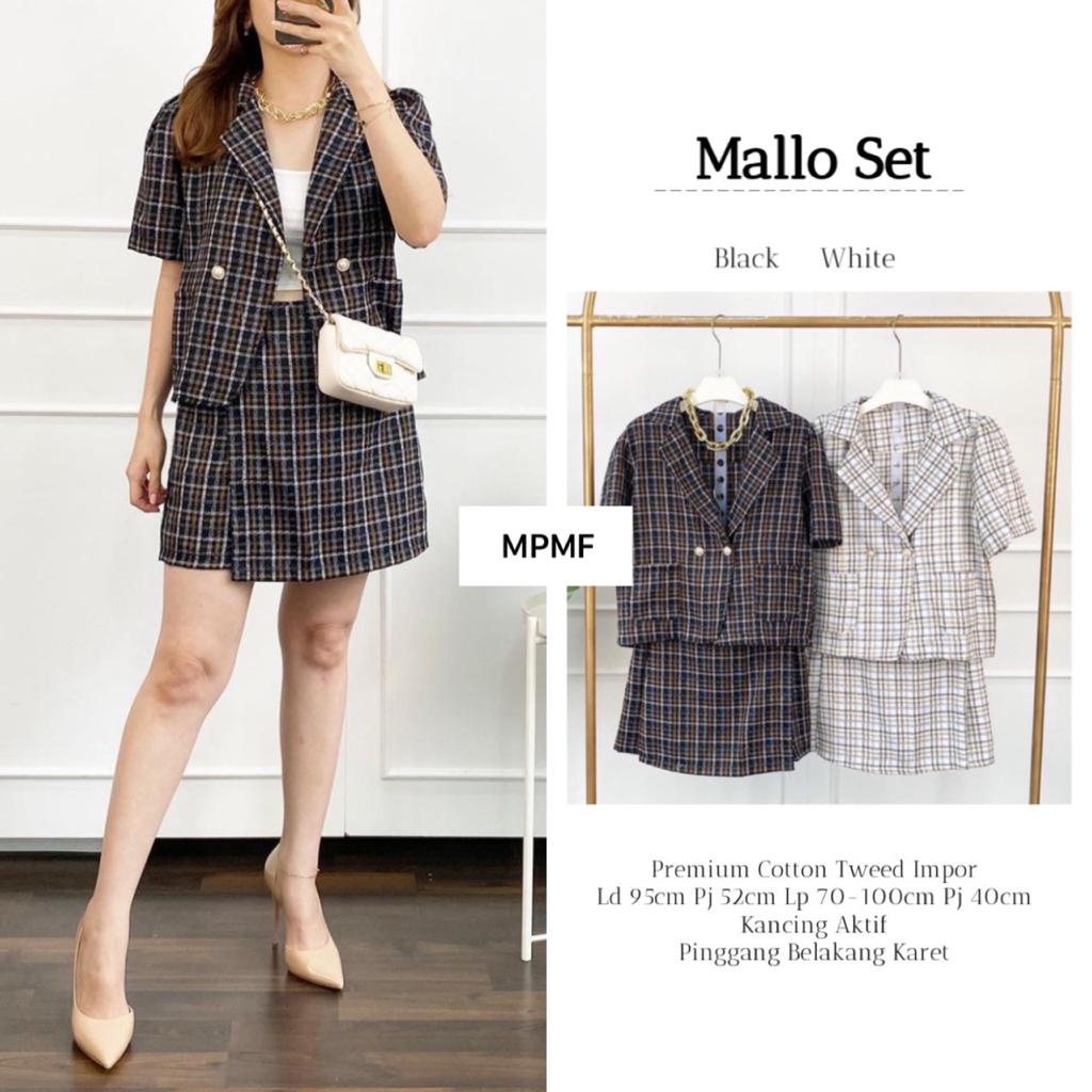 MALLO SET BLOUSE BLAZER TWEED ROK ORI BY MPMF