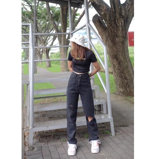 HARGA TERMURAH HAPPY BAGGY JEANS | RIPPED BAGGY JEANS BAGGY JEANS SOBEK BAGGY JEANS HITAM