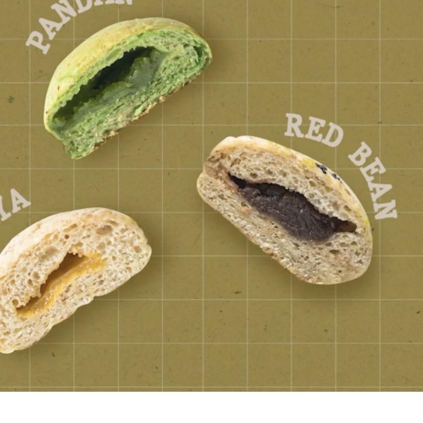 

✭ Bundle 3 pcs Vegan Bun Pandan, Red Bean & Kaya | NUDE BAKE Healthy Bread ♚