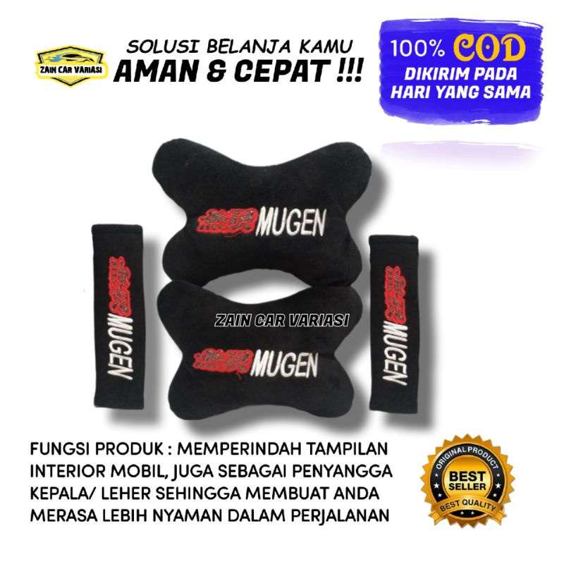 Bantal leher JOK Mobil MUGEN 2in1 ACCESSORIES AKSESORIS INTERIOR MOBIL HONDA JAZZ BRIO FREED CITY MO