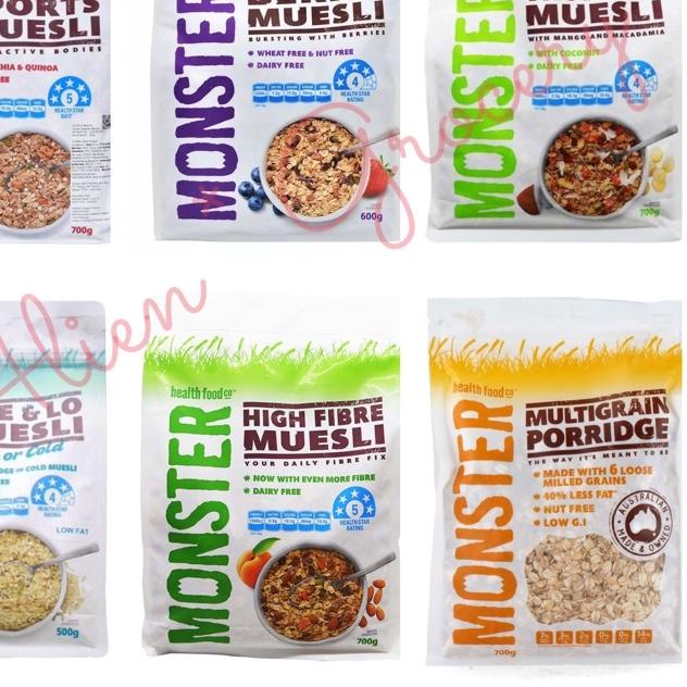 

☉ Monster Muesli High Fibre Sports Tropical Free & Lo Berry Multigrain Porridge ♟