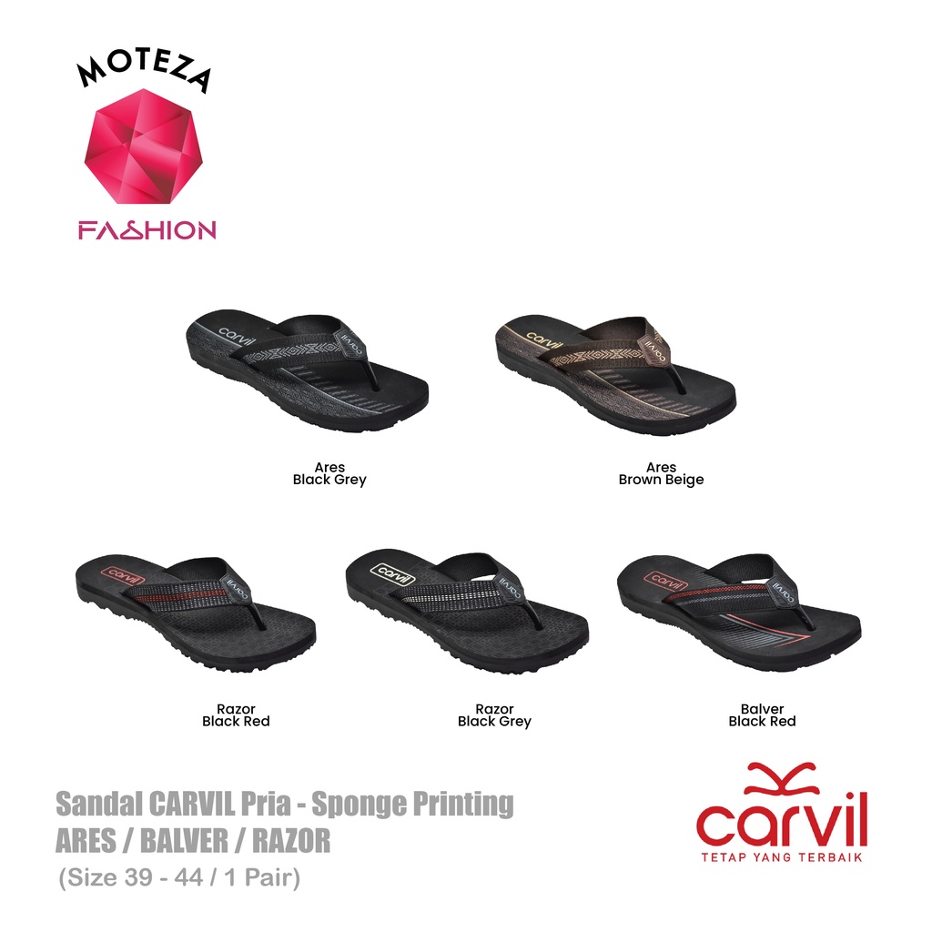 Moteza Sandal Jepit Carvil Pria / Sendal Cowok Sponge Print Casual Original TERLARIS TERMURAH - BALVER / ARES / RAZOR