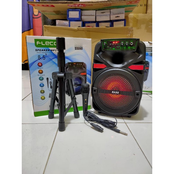 BISA COD SPEAKER BLUETOOTH KARAOKE FLECO DAPAT TRIPOD F-8805 UKURAN 8.5&quot; BONUS MIC TERLARIS DIJAMIN SESUAI GAMBAR