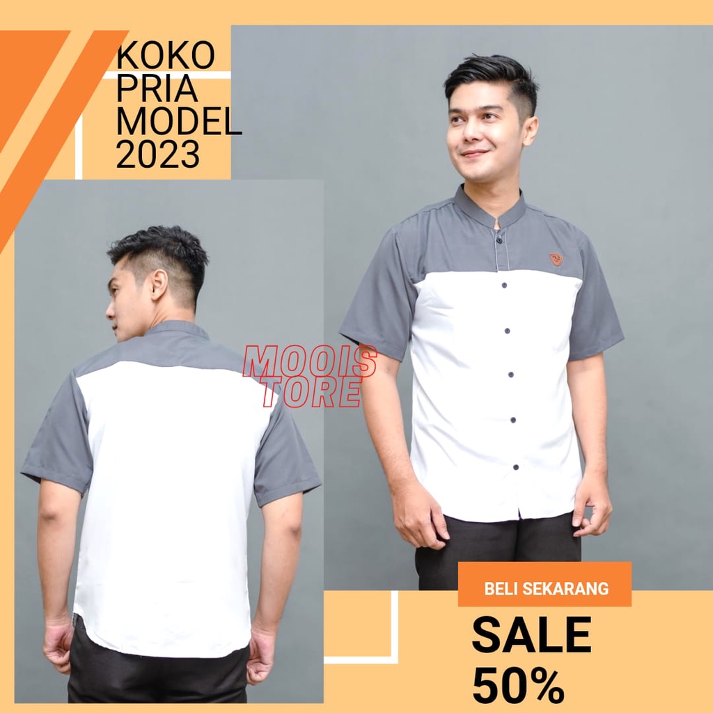 Kemeja Muslim Pria Baju Koko Dewasa Kurta Lengan Pendek Pakistan Laki Laki Sopan Kerah Sanghai Buat 