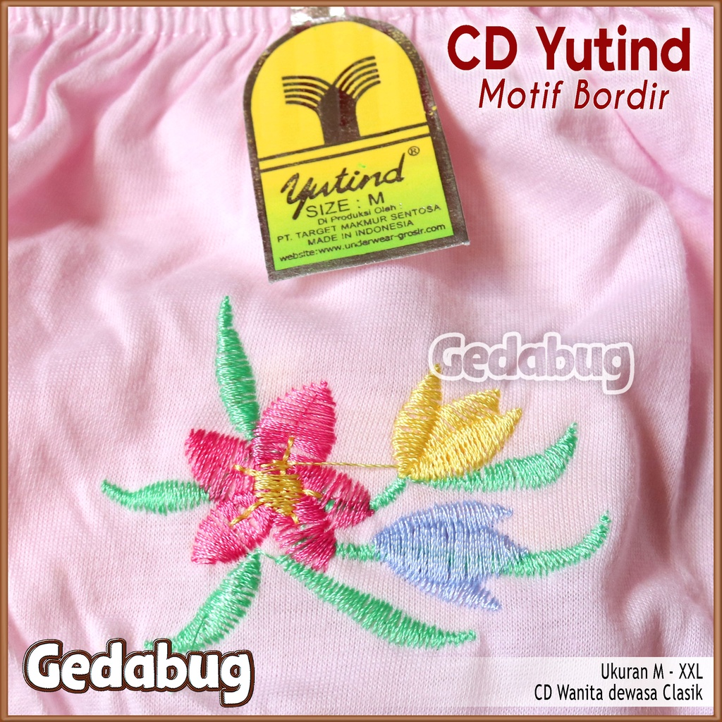 CD Wanita Yutind Bordir | Celana dalam wanita dewasa Karet kerut | Gedabug