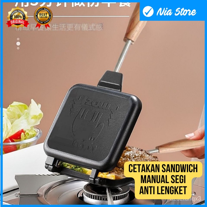 Pemanggang Roti Sandwich Maker Pan Jepang Toaster Manual Kompor ORIGINAL