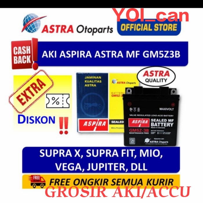 Aki motor Supra X Aspira GM5Z3B MF /GT6A ASPIRA original