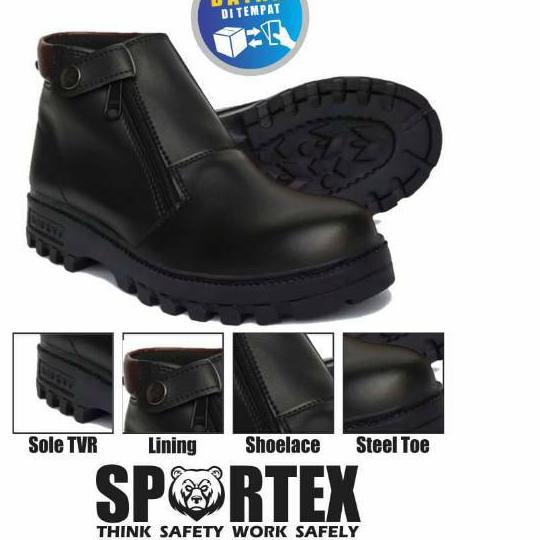 ☆ Sepatu Safety PRIA Ujung Besi TYPE SLETING hitam by sportex ✩