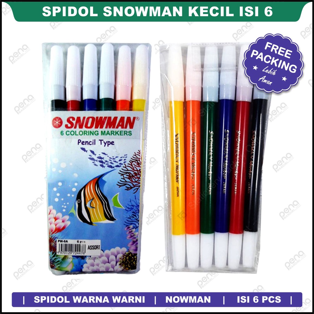 Spidol Snowman Kecil Isi 6 - Snowman Spidol Warna Set 6 Warna