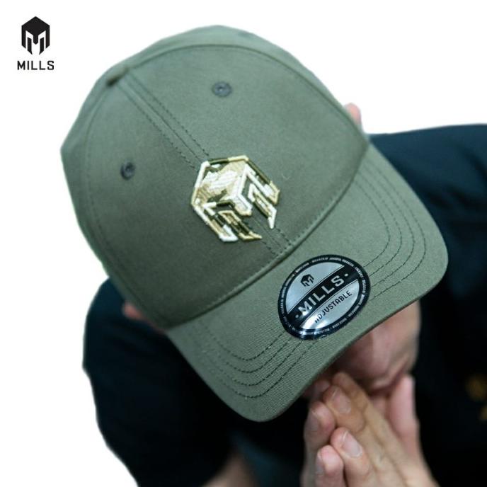 MILLS Original Caps Topi Black Camo Olive A4 Olive original 100%