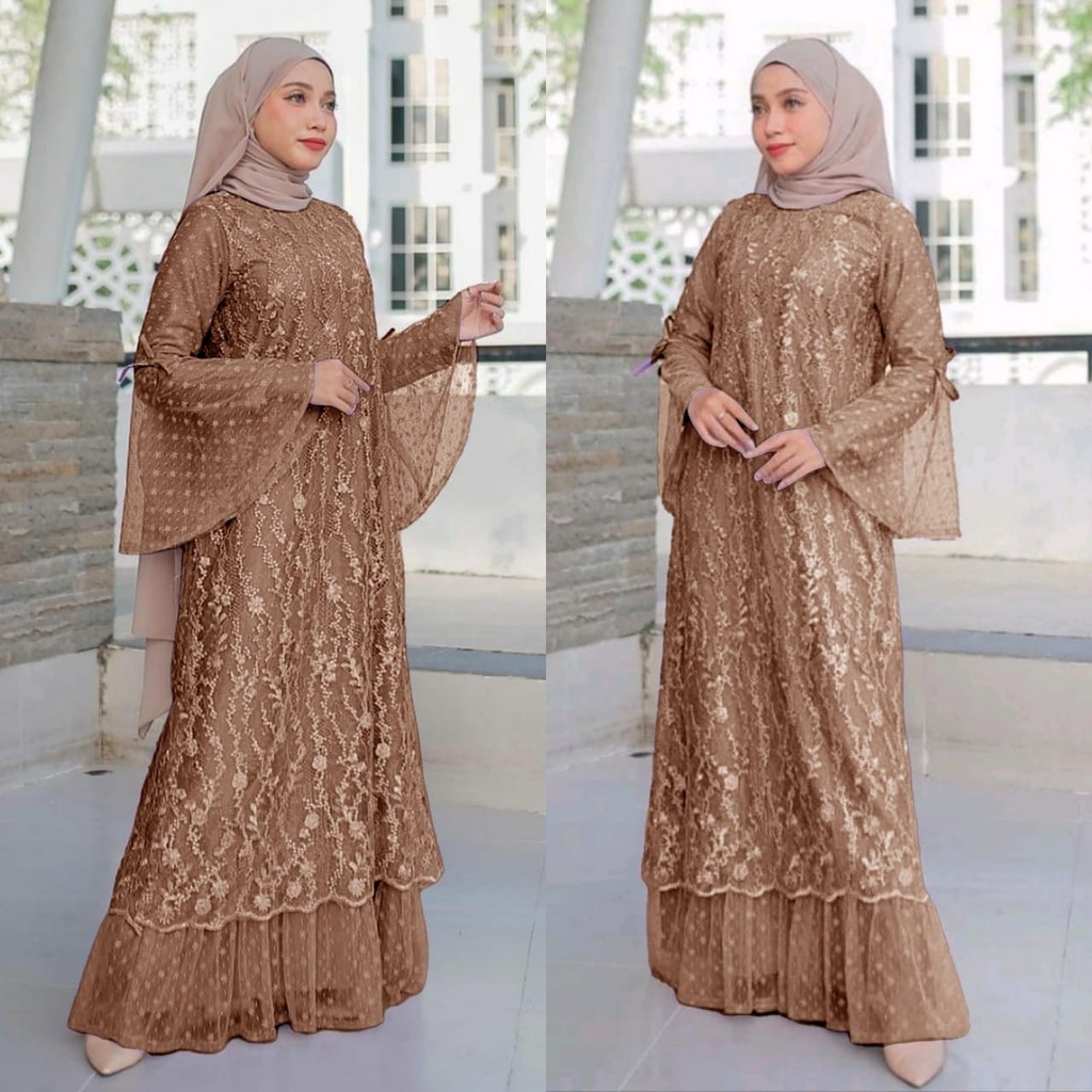 MX NABILA BRUKAT MEWAH 2XL XL L M / TERLARIS / GAMIS FASHION WANITA TERBARU / PAKAIAN DRESS PESTA