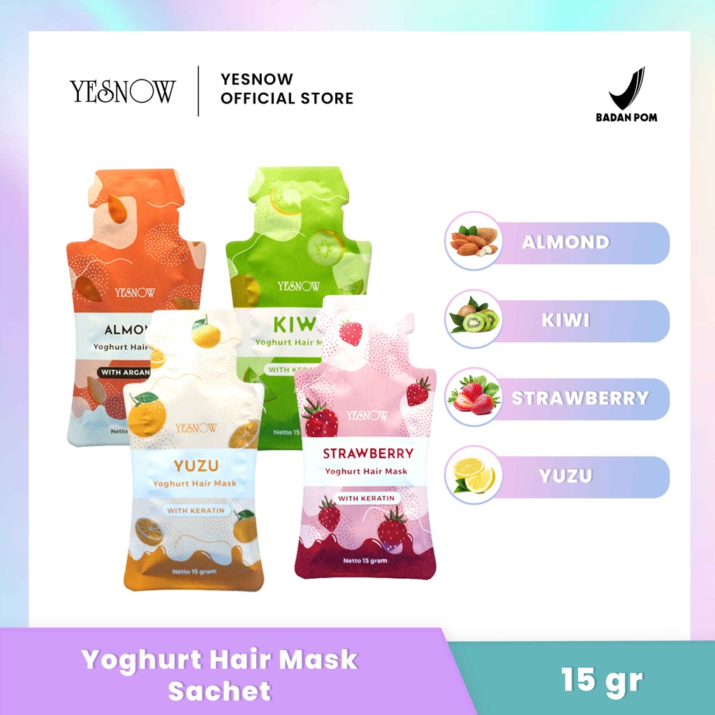 YESNOW Yoghurt Hair Mask With Keratin Sachet | Botol Sisir | Hair Mask | Masker Rambut | Perawatan Rambut | BPOM