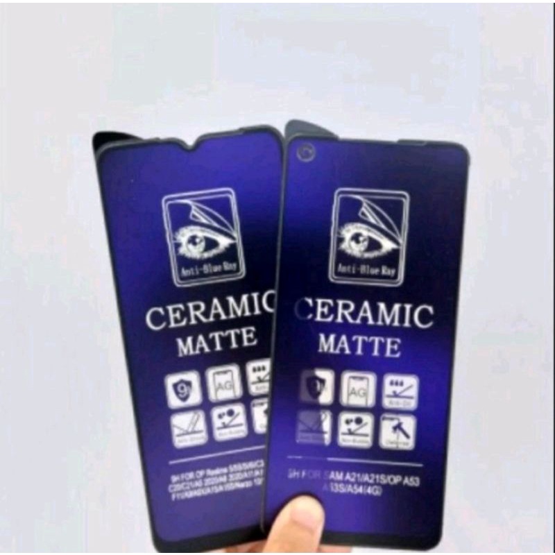 CERAMIC BLUE MATTE (OPPO) RENO 8T 4G TEMPERED GLASS TG ANTI GORES PELINDUNG LAYAR SCREEN GUARD PROTECTOR A58 A78 5G