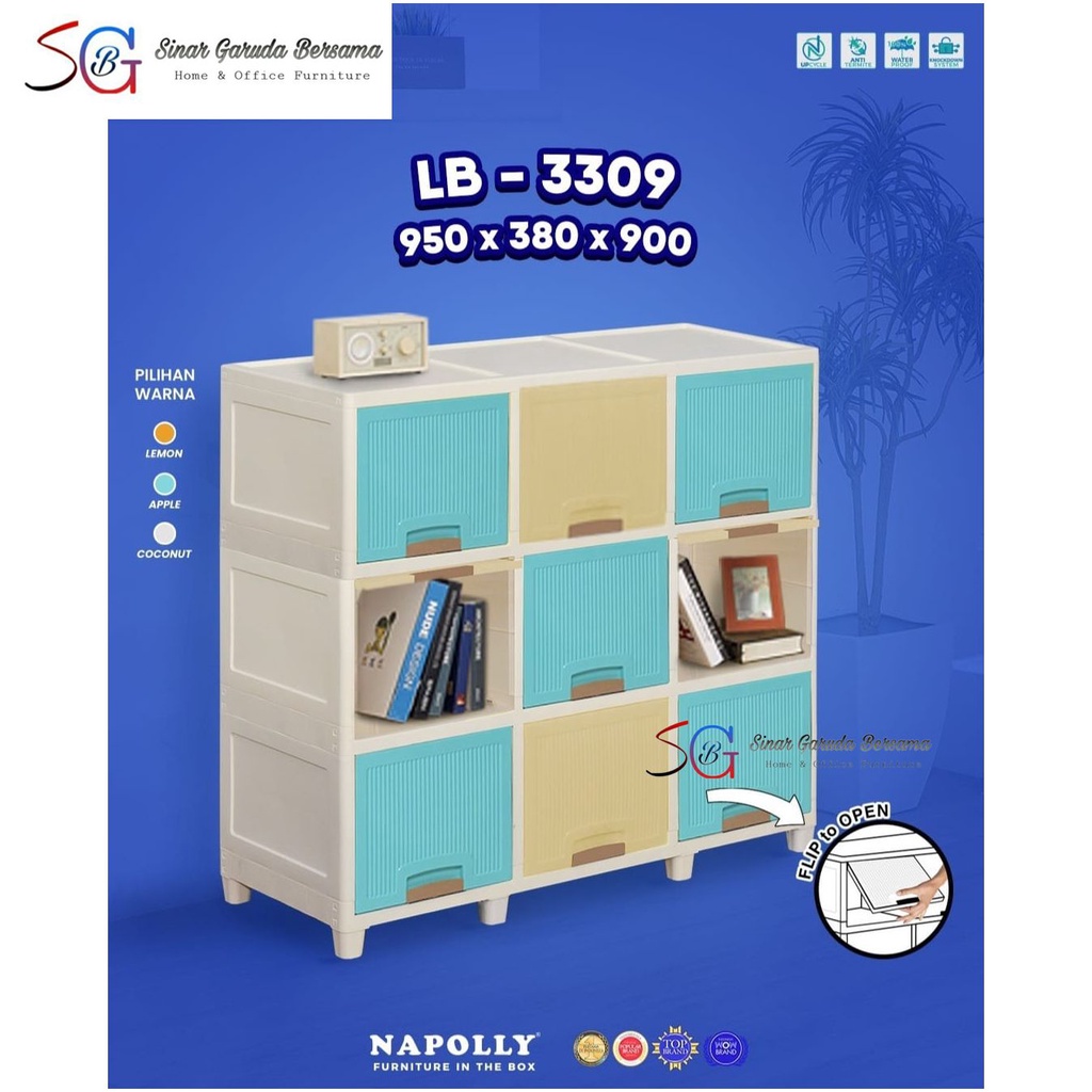 LOCKER BOX 9 RUANG / 6 RUANG PENYIMPANAN TUTUP FLIP LOCKER BOX NAPOLLY