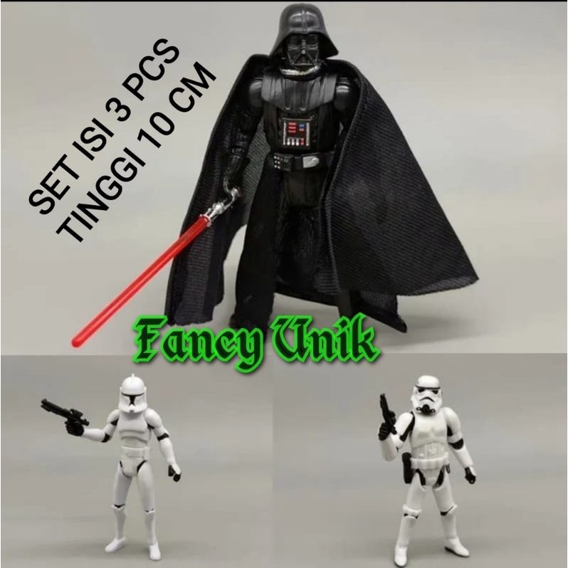 Action Figure Starwars Dart Vader Strom Troopers Set Isi 3