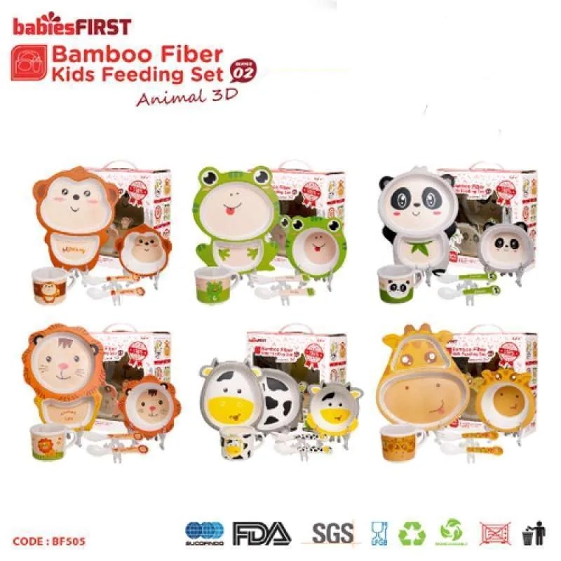 Babies First Feeding Set Animal Bamboo BF505 - Peralatan Makan Bayi