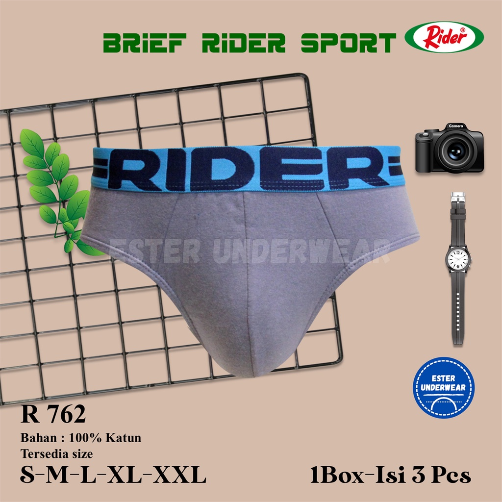 Celana Dalam Pria Rider Sport R 762 Isi 3Pcs/Pack Bahan Katun