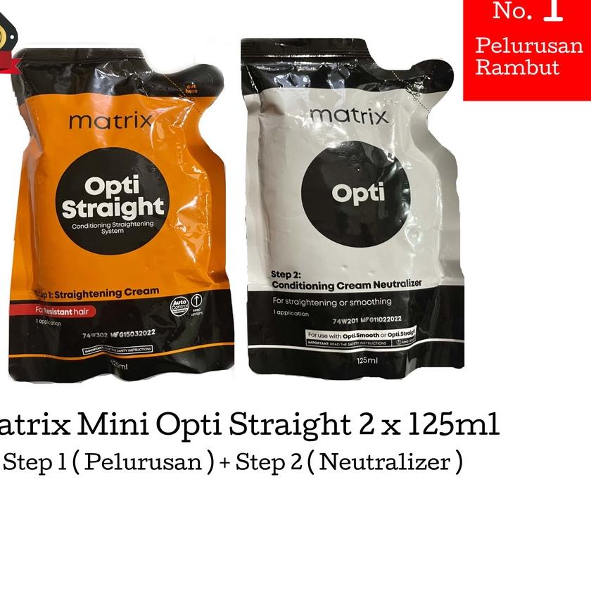 ➤ ☘️Yuri Kosmetik☘️ Matrix Mini Opti Straight Sachet 125ml x 2 ( Step 1 dan Step 2 ) / REBONDING / S