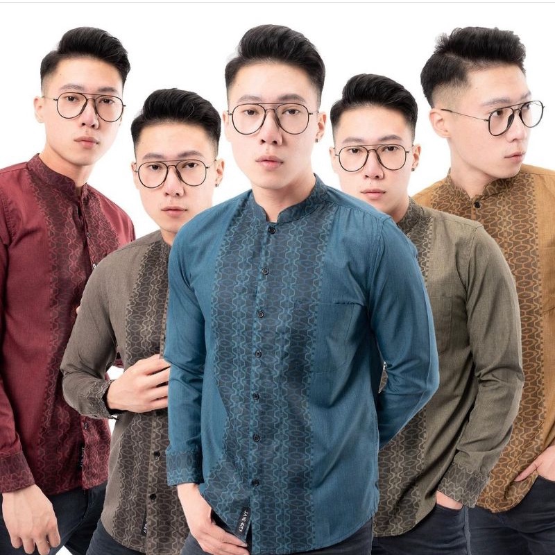 Kemeja Batik Slimfit Kerah Koko 8104 Xylon Lengan Panjang