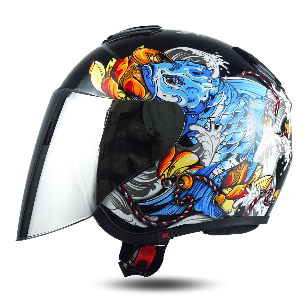 Helm Rsix Motif Helm Motor pria Wanita Terbaru SNI warna hitam