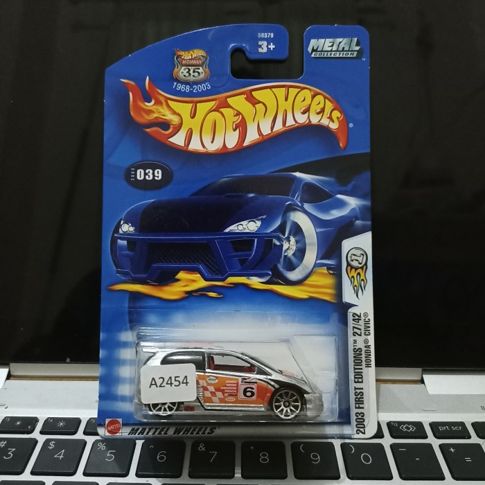 HOTWHEELS HONDA CIVIC TYPE R SILVER BLUE CARD FIRST EDITION TERLARIS